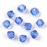 Imitation 5301 Bicone Beads, Transparent Glass Faceted Beads, Light Blue, 6x5mm, Hole: 1.3mm, about 288pcs/bag(GLAA-F026-C14)
