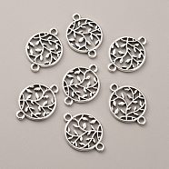 Tibetan Style Zinc Alloy Connector Charms, Flat Round with Tree of Life, Antique Silver, 21x15x1.5mm, Hole: 1.8mm(FIND-WH0145-29AS)