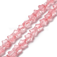 Transparent Glass Beads Strand, Star, Light Coral, 8~8.5x8~8.5x3.5~4mm, Hole: 1mm, about 50pcs/strand, 14.25~15.35 inch(36.2~39cm)(GLAA-F112-02A)