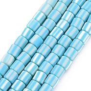 Handmade Polymer Clay Bead Strands, Column, Deep Sky Blue, 5~7x6mm, Hole: 1.5~2mm, about 61~69pcs/strand, 15.74 inch(CLAY-T001-B21)