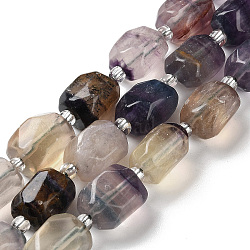 Natural Fluorite Beads Strands, Nuggets, Faceted, with Seed Beads, 14~17x11~14x9~13.5mm, Hole: 1mm, about 20~22pcs/strand, 15.16~15.75 inch(38.5~40cm)(G-C105-A03-01)