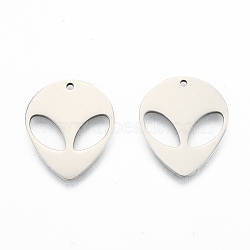 201 Stainless Steel Pendants, Saucer Man, Stainless Steel Color, 25x21x1.5mm, Hole: 1.6mm(STAS-N098-117P)