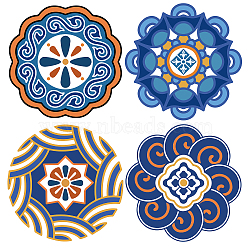 PVC Wall Sticker, Round Shape, for Window or Stairway Home Decoration, Flower of Life Pattern, Sticker: 16x16cm(DIY-WH0235-002)