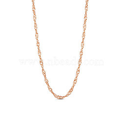 SHEGRACE 925 Sterling Silver Chain Necklaces, with S925 Stamp, Rose Gold, 17.7 inch(45cm)0.8mm(JN737B)