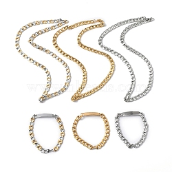 201 Stainless Steel Curb Chain Necklace & Rectangle Link Bracelet, Jewelry Set for Men Women, Mixed Color, 23 inch(58.5cm)~23-1/2 inch(59.6cm), 8-5/8 inch(21.8cm)~8-3/4 inch(22.2cm), 2pcs/set(SJEW-F220-02C)