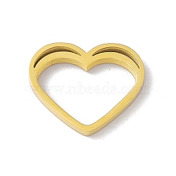 304 Stainless Steel Linking Rings, Mirror Finish, Double Heart, Golden, 11.5x14x1.3mm(STAS-G297-08G)