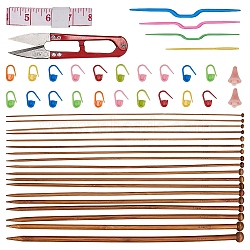DIY Knitting Kits, with Soft Tape Measure, Stainless Steel Scissors, ABS Plastic Cable Stitch Knitting Needles, Bamboo Single Pointed Knitting Needles, Peru, 110x24x10mm(DIY-GF0001-20)