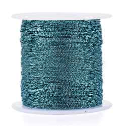 Polyester Braided Metallic Cord, for DIY Braided Bracelets Making and Embroidery, Dark Cyan, 0.4mm, 6-Ply, about 54.68 yards(50m)/roll(X-OCOR-I007-B-05)