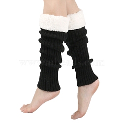 Acrylic Fiber Yarn Leg Warmers Socks, Winter Warm Long Boots Leg Covers for Women, Black, 400x130mm(PW-WG3E3C7-03)