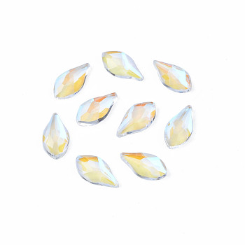Glass Rhinestone Cabochons, Nail Art Decoration Accessories, Faceted, Teardrop, Clear AB, 8x4x2mm