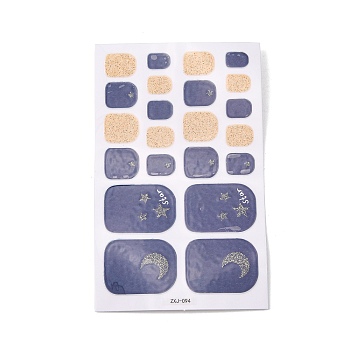 Full-Cover Glitter Powder Toenail Wraps Stickers, Flower Star Tartan Self-adhesive Toenail Art Polish Decals, for Woman Girls DIY Toenails Art Design, Midnight Blue, Star Pattern, 9.5x5.8cm