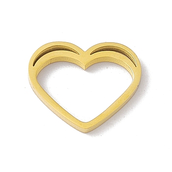 304 Stainless Steel Linking Rings, Mirror Finish, Double Heart, Golden, 11.5x14x1.3mm