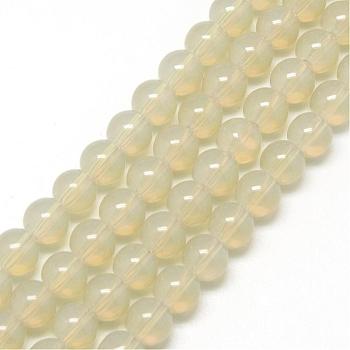 Baking Painted Glass Beads Strands, Imitation Opalite, Round, Pale Goldenrod, 10mm, Hole: 1.3~1.6mm, about 80pcs/strand, 31.4 inch