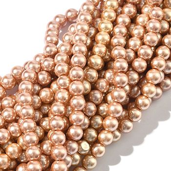 Baking Paint Pearlized Glass Pearl Round Bead Strands, Navajo White, 8x7.5mm, Hole: 1.5mm, about 104pcs/strand, 30.12''(76.5cm)