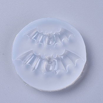 Food Grade Silicone Molds, Fondant Molds, For DIY Cake Decoration, Chocolate, Candy, UV Resin & Epoxy Resin Jewelry Making, for Halloween, Bat, White, 54x9mm, Inner Diameter: 12x36mm and 15x48mm