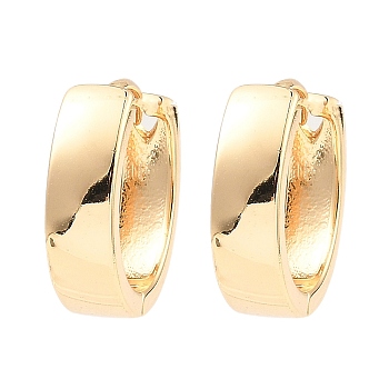 Brass Thick Hoop Earrings, Light Gold, 17x18x5mm