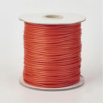 Eco-Friendly Korean Waxed Polyester Cord, Coral, 2mm, about 90yards/roll(80m/roll)