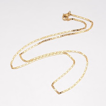 304 Stainless Steel Necklace, Mariner Link Chain, with Lobster Claw Clasps, Golden, 23.62 inch(600mm), 1.7mm