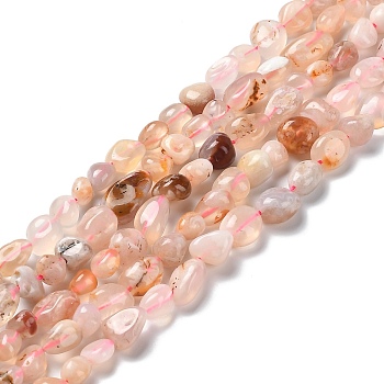 Natural Cherry Blossom Agate Beads Strands, Nuggets, 7.5~16x7.5~9x4~7mm, Hole: 0.9mm, about 41~44pcs/strand, 16.14''~17.32''(41~44cm)