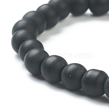 Matte Round Glass Beads Stretch Bracelets for Teen Girl Women(BJEW-A117-B-23)-3