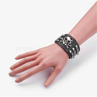 Punk Rock Style Cowhide Leather Rivet Bracelets(BJEW-D438-08)-3