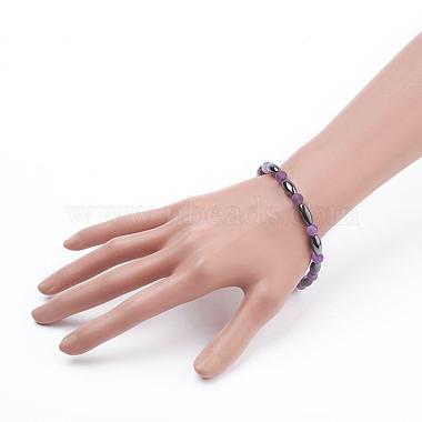 Non-Magnetic Synthetic Hematite Beads Stretch Bracelets(BJEW-JB03263)-4