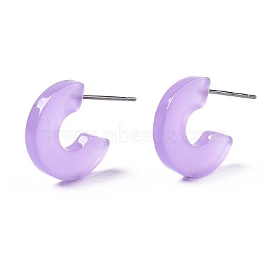 Transparent Cellulose Acetate(Resin) Half Hoop Earrings(X-KY-T040-A60-01)-4