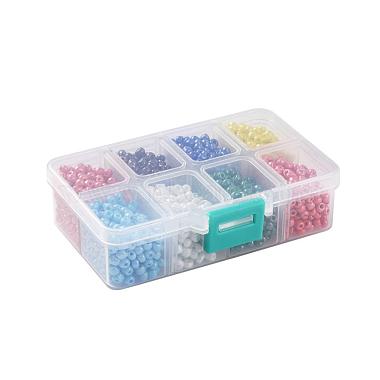 1 Box 6/0 Glass Seed Beads Opaque Colours Lustered Loose Spacer Beads(SEED-X0050-4mm-06)-2