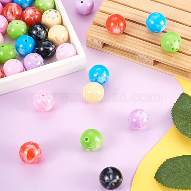 70Pcs 7 Colors Flower Opaque Resin Beads(RESI-TA0001-55)-4