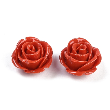 Orange Red Flower Synthetic Coral Beads