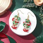 Brass Glass Chip Dangle Earrings, Golden, 55mm(EJEW-TA00724)