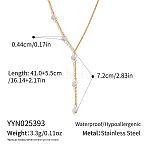 Elegant freshwater pearl Y-chain necklace stainless steel minimalist jewelry for women(EH4993)