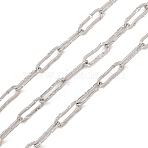 Hammered Brass Paperclip Chains, Soldered, with Spool, Long-Lasting Plated, Rack Plating, Lead Free & Cadmium Free, Platinum, 10.5x3.5x0.6mm(KK-CBAC547-11P)