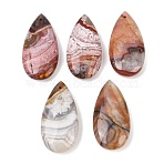 Natural Mexican Agate Pendants, Teardrop Charms, 39.5~40.5x20~20.5x7.5~8mm, Hole: 1.4~1.5mm(G-K381-07)