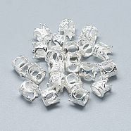 925 Sterling Silver European Beads, Carved 925, Large Hole Beads, Crown, Silver, 8x7mm, Hole: 4mm(STER-T002-69S)