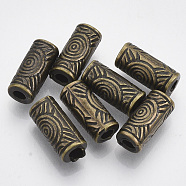 CCB Plastic Beads, Column with Vortex, Antique Bronze, 13x6mm, Hole: 2.5mm, about 1300pcs/500g(CCB-S160-346AB)