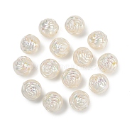 UV Plating ABS Plastic Beads, Iridescent, Rose, Seashell Color, 15.5x14.5mm, Hole: 1.8mm(KY-A004-05)