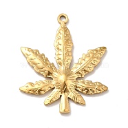 Ion Plating(IP) 304 Stainless Steel Pendants, Pot Leaf/Hemp Leaf Shape, Real 18K Gold Plated, 35.5x30x3.5mm, Hole: 2mm(STAS-P312-03G)