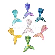 Translucent Resin Pendants, with Platinum Tone Iron Loops, Fish Tail Charms, Mixed Color, 43.5x26x4mm, Hole: 2mm(CRES-Z003-03)