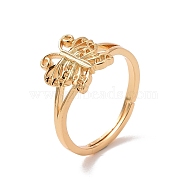 Brass Butterfly Thick Adjustable Ring for Women, Cadmium Free & Lead Free, Real 18K Gold Plated, US Size 5 1/2(16.1mm)(RJEW-P034-01G)