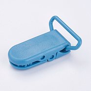 Eco-Friendly Plastic Baby Pacifier Holder Clip, Deep Sky Blue, 43x31x9mm(KY-K001-A11)