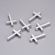 Brass Tiny Cross Charms, Platinum, 13x8.5x2.5mm, Hole: 1.4mm(X-KK-L189-05P)