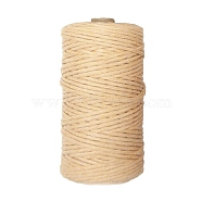 1-Ply 100M Cotton Macrame Cord, Macrame Twisted Cotton Rope, for Wall Hanging, DIY Crafts, BurlyWood, 3mm, about 109.36 Yards(100m)/Roll(PW-WG43885-05)