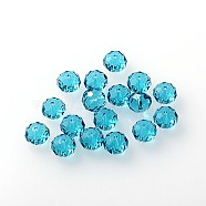 Austrian Crystal Beads, 5040 8mm, Faceted Rondelle, Sky Blue, Size: about 8mm in diameter, 6mm thick, hole: 1mm(X-5040_8mm379)