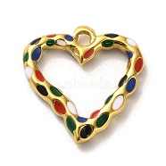 304 Stainless Steel Pendants, with Enamel, Golden, Heart Charm, Colorful, 21x20.5x3mm, Hole: 2.5mm(FIND-WH0161-28A)
