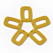 Acrylic Pendants, Imitation Woven Rattan Pattern, Rectangle, Gold, 36.5~37x24x4mm, Hole: 1.5mm(OACR-T010-07B)