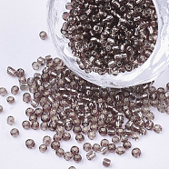 (Repacking Service Available) 6/0 Glass Seed Beads, Silver Lined Round Hole, Round, Rosy Brown, 4mm, Hole: 1.5mm, about 12G/bag(SEED-C014-4mm-56)