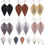 SUNNYCLUE DIY Earring Making, with Eco-Friendly Cowhide Big Pendants, Brass Earring Hooks and Iron Findings, Mixed Color, 62.5x34.5x1.5mm, Hole: 1.2mm(DIY-SC0008-45P)