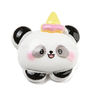 Cute Animal Opaque Resin Cabochons, Cartoon Panda Cabochons, Pink, 23x22.5x8mm(RESI-C040-01C)