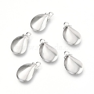 304 Stainless Steel Charms, Shell Shape, Stainless Steel Color, 12.5x7.5x1.5mm, Hole: 1mm(STAS-I179-06P)